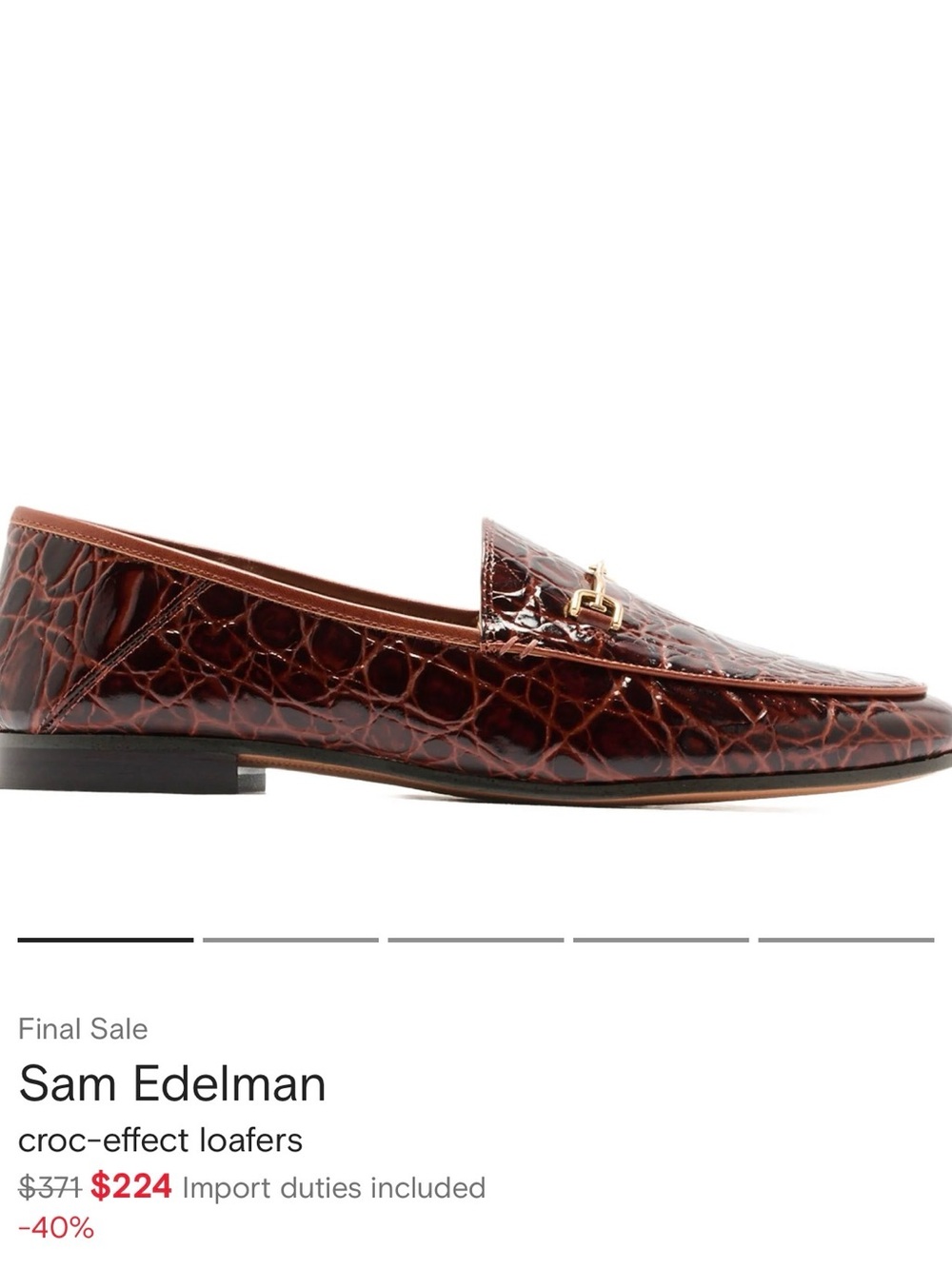 Sam Edelman Brown Croc-Effect Leather Loafers